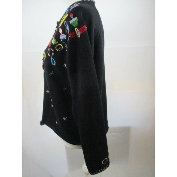 Berer2 M Fun Sweater Beads Sequins Embroider Takako Sakon Zip Long Sleeve Women - Picture 3 of 11